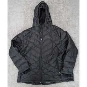Columbia Omni Heat Black Puffer Jacket Faux Fur Lined Hood Womens Size 3X